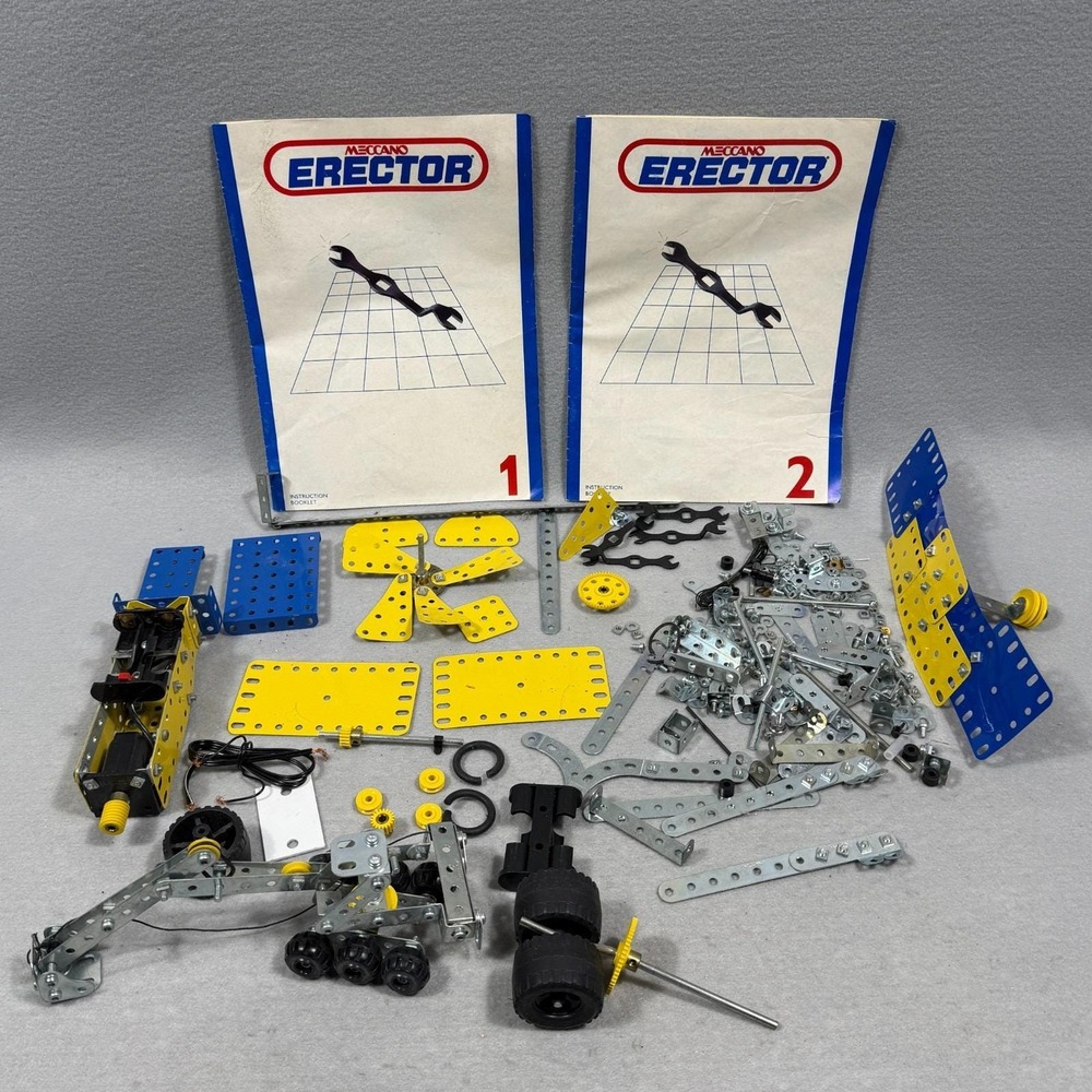 Vintage 1991 Meccano Erector Metal Parts Lot Wheels Pieces 3+ Lbs Assorted As Is